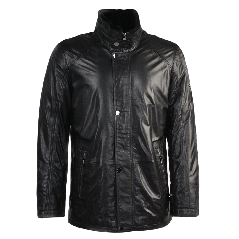 Lambskin Leather And Sheepskin Lined Coat Black: E1529