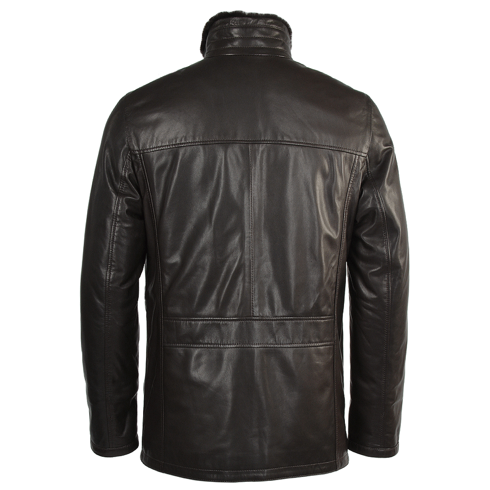 Lambskin Leather and Sheepskin lined Coat Brown: E1529