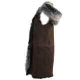 Hooded Long Suede Toscana Gilet Brown: KB-694