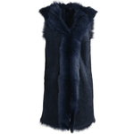 Hooded Long Suede Toscana Gilet Ombre Blue: KB-694
