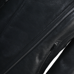 Side Zip Biker Sheepskin Pilot Jacket Black: KB-693