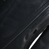 Side Zip Biker Sheepskin Pilot Jacket Black: KB-693