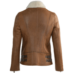 Side Zip Biker Sheepskin Pilot Jacket Whiskey/cream: KB-693