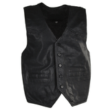 Leather Front Waistcoat Black: SATIN BACK W/COAT