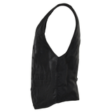 Leather Front Waistcoat Black: SATIN BACK W/COAT