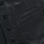 Leather Front Waistcoat Black: SATIN BACK W/COAT