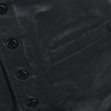 Leather Front Waistcoat Black: SATIN BACK W/COAT