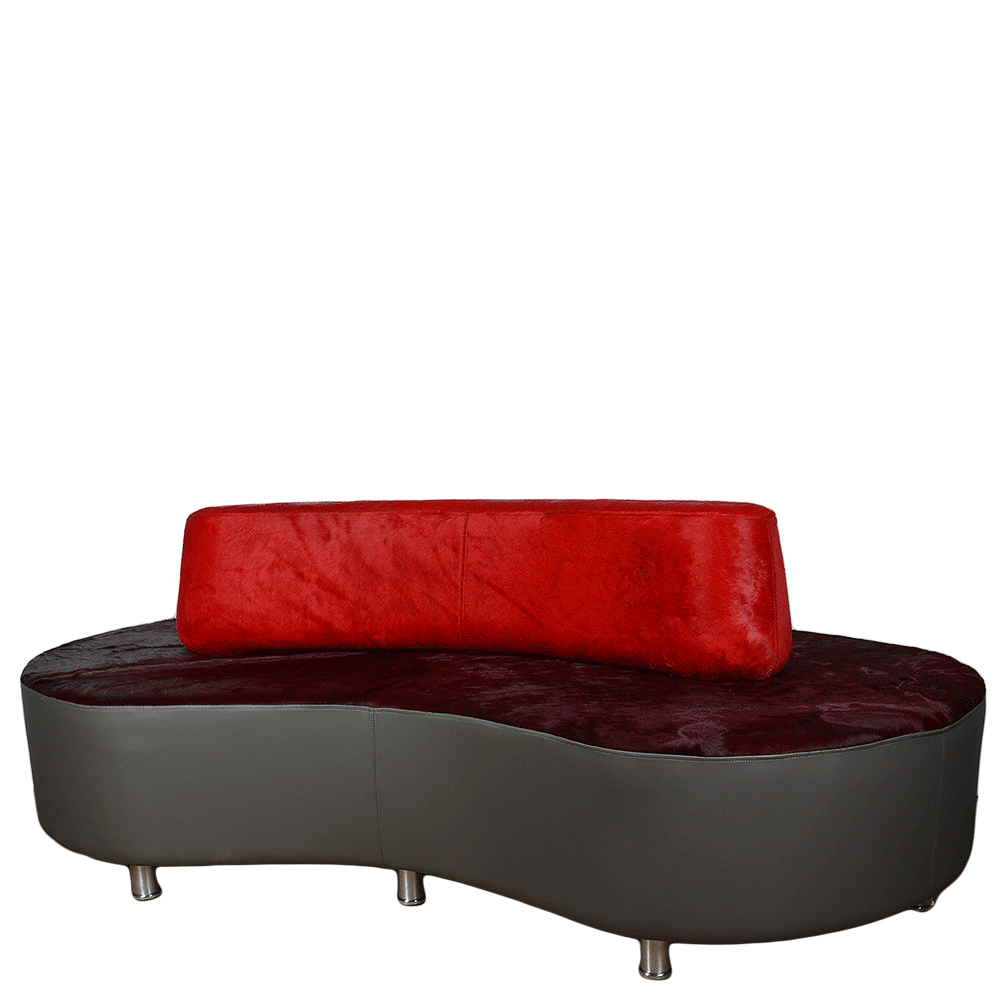 Designer Leather Sofa Brum Red/burgundy/grey: DESIGNER LEATHER SOFA BRUM