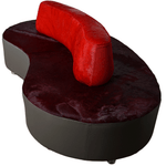 Designer Leather Sofa Brum Red/burgundy/grey: DESIGNER LEATHER SOFA BRUM