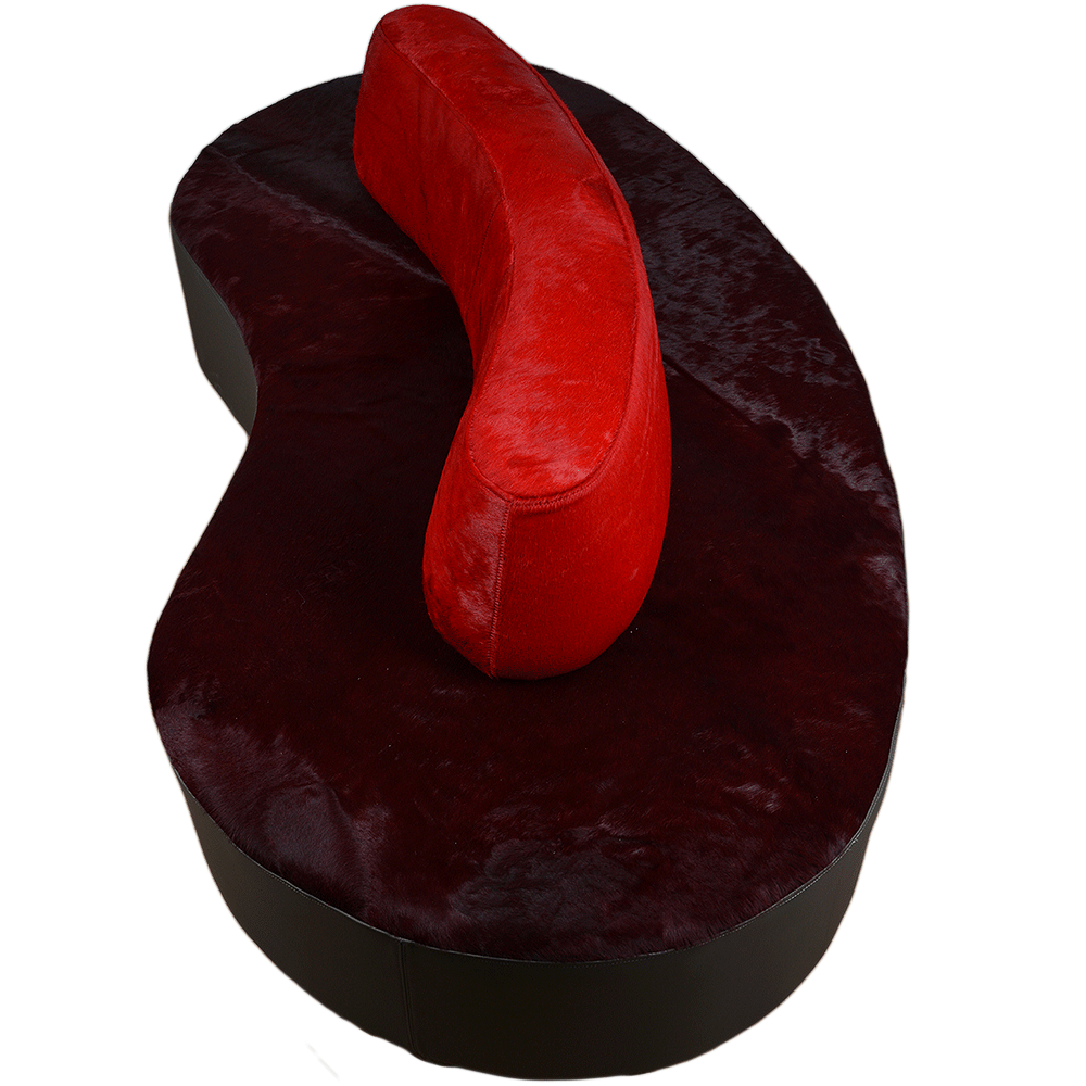 Designer Leather Sofa Brum Red/burgundy/grey: DESIGNER LEATHER SOFA BRUM