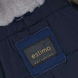 Hooded Toscana Tipped Fur Parka With Detachable Fur Trim Lining Blue/brown: 9702 R