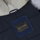 Hooded Toscana Tipped Fur Parka With Detachable Fur Trim Lining Blue/white: 9702 F
