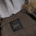 Hooded Toscana Tipped Military Parka With Detachable Fur Trim Lining Khaki Green/ brown: 9702 AR