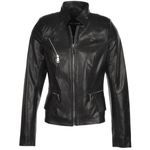Vegetable Tanned Leather Biker Jacket Black: Z-2015