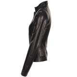 Vegetable Tanned Leather Biker Jacket Black: Z-2015