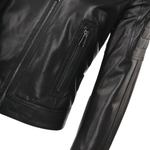 Short Cropped Vegetable Tanned Leather Biker Jacket Black: Z-2014