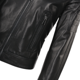 Short Cropped Vegetable Tanned Leather Biker Jacket Black: Z-2014