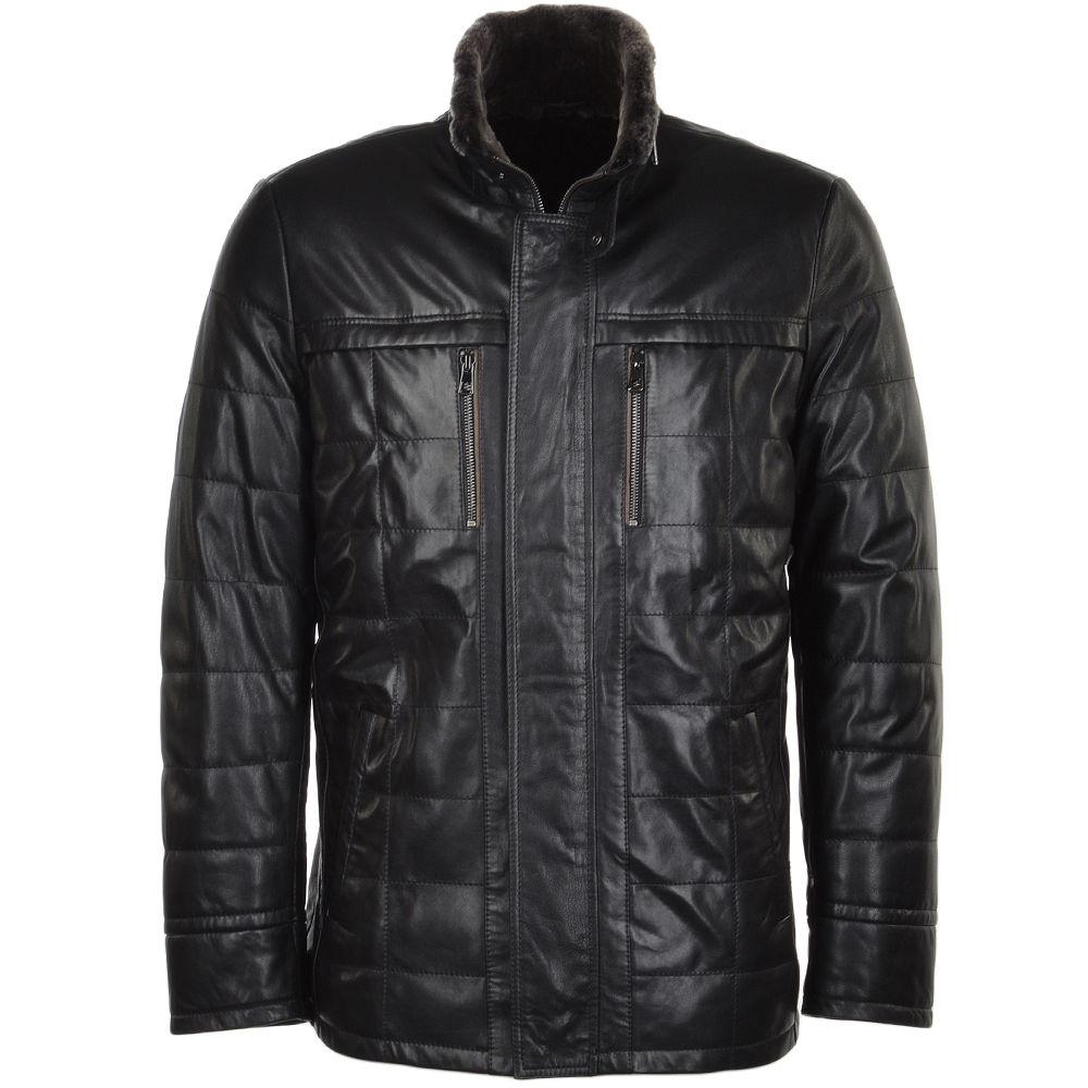 Lambskin Leather and Sheepskin lined Coat Black: E1521