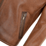 Side Zip Biker Sheepskin Pilot Jacket Tan: KE-193