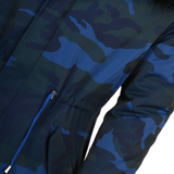 Hooded Raccoon Fur Camouflage Parka Blue/blk: E 8085 MAF
