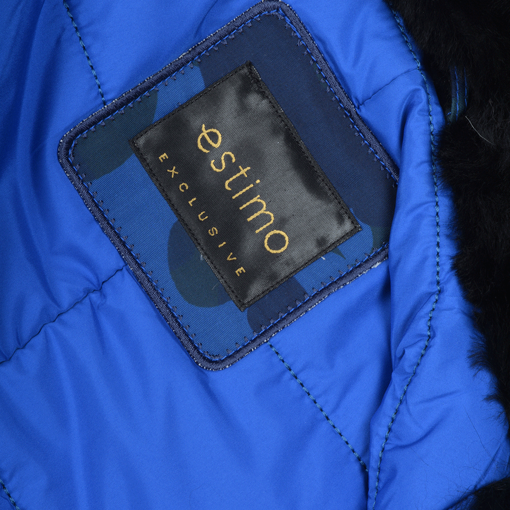 Hooded Raccoon Fur Camouflage Parka Blue/blk: E 8085 MAF