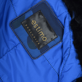 Hooded Raccoon Fur Camouflage Parka Blue/blk: E 8085 MAF