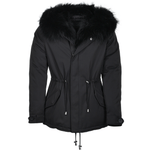Hooded Raccoon Fur Parka Black: E 8085 F