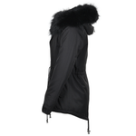 Hooded Raccoon Fur Parka Black: E 8085 F