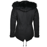 Hooded Raccoon Fur Parka Black: E 8085 F