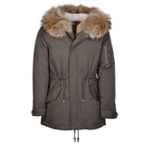 Hooded  Racoon Tipped Fur Parka With Removable Fur Trim Lining: E 8595 R