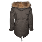 Hooded  Racoon Tipped Fur Parka With Removable Fur Trim Lining: E 8595 R