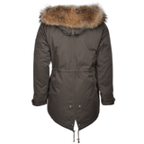 Hooded  Racoon Tipped Fur Parka With Removable Fur Trim Lining: E 8595 R