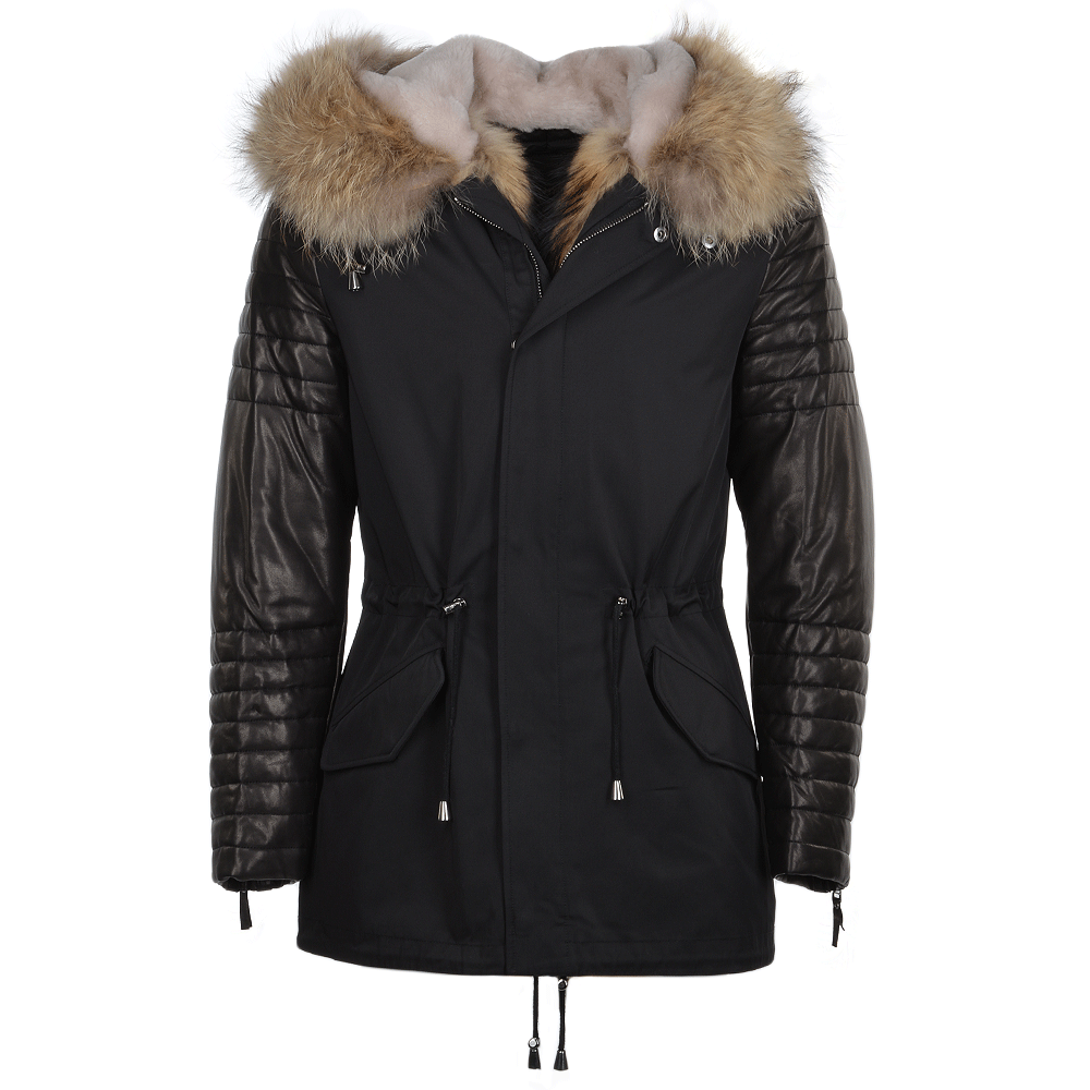 Hooded Racoon Tipped Fur Parka: E 8595 LR