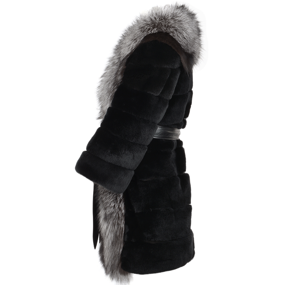 Raccoon And Rex Rabbit Cropped Sleeve Coat Black: 1702
