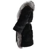 Raccoon And Rex Rabbit Cropped Sleeve Coat Black: 1702