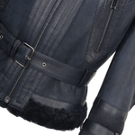 Fitted Sheepskin Aviator Flying Jacket Navy: KB-451