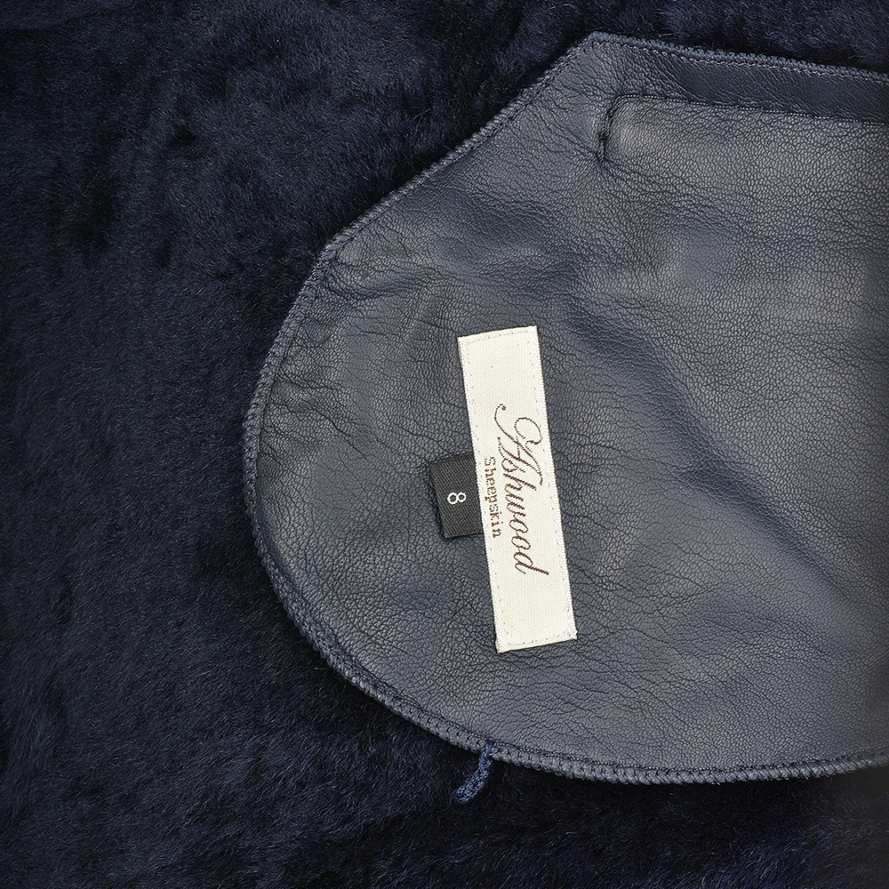 Fitted Sheepskin Aviator Flying Jacket Navy: KB-451