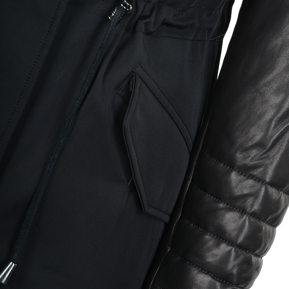 Hooded Racoon Tipped Fur Parka Black: 8085 FL