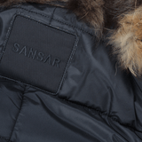 Hooded Fox Fur Parka With Detachable Raccoon Fur Trim Lining Black: 9703 R
