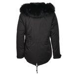 Hooded Raccoon Fur Parka With Removable Fur Trim Lining Black/blk: E 8085 ZF