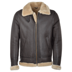 Hand Buffed  Soft Sheepskin Pilot Jacket Brown/ Cream: KE B3