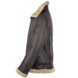 Hand Buffed  Soft Sheepskin Pilot Jacket Brown/ Cream: KE B3