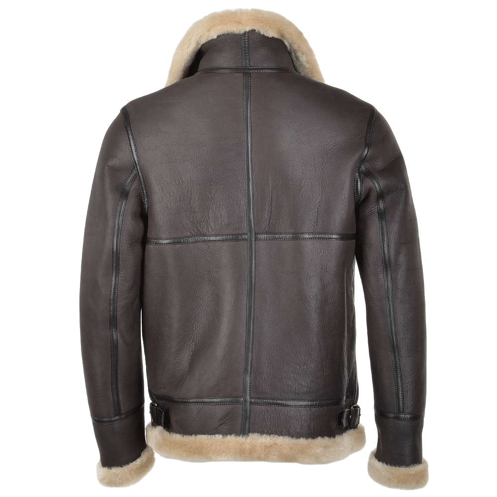 Hand Buffed  Soft Sheepskin Pilot Jacket Brown/ Cream: KE B3
