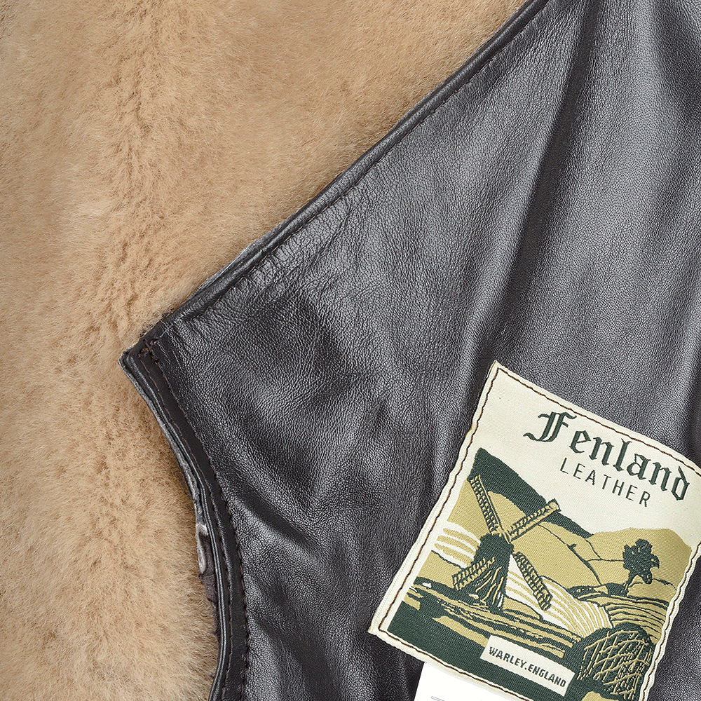 Hand Buffed  Soft Sheepskin Pilot Jacket Brown/ Cream: KE B3