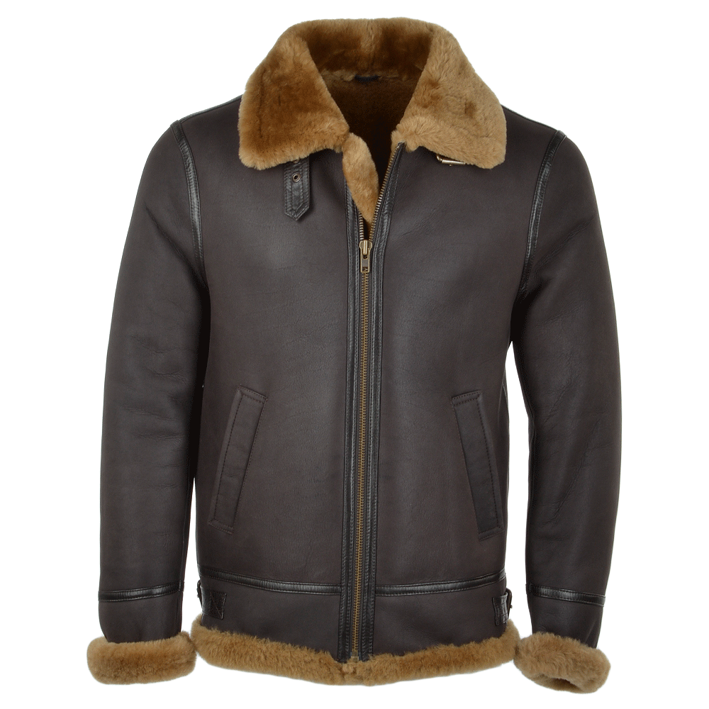 Hand Buffed Soft Sheepskin Pilot Jacket Brown/ ginger: KE B3