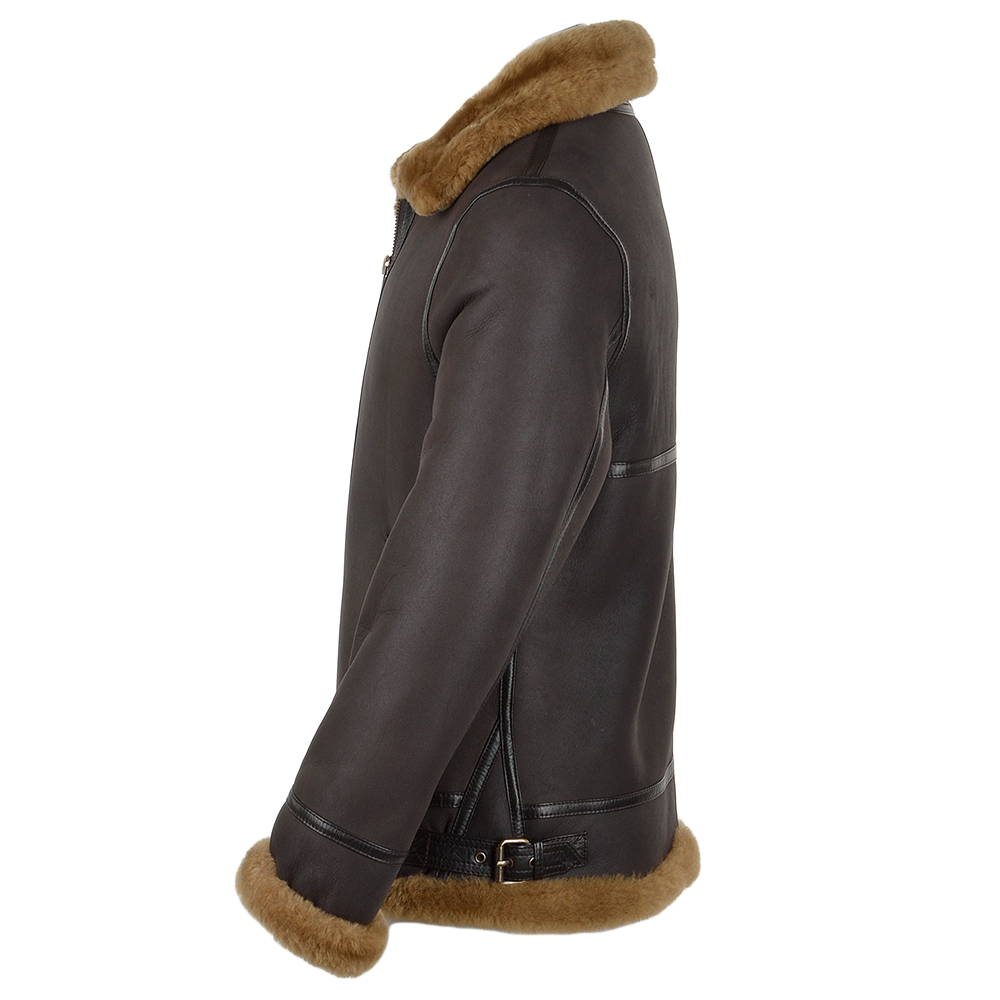Hand Buffed Soft Sheepskin Pilot Jacket Brown/ ginger: KE B3