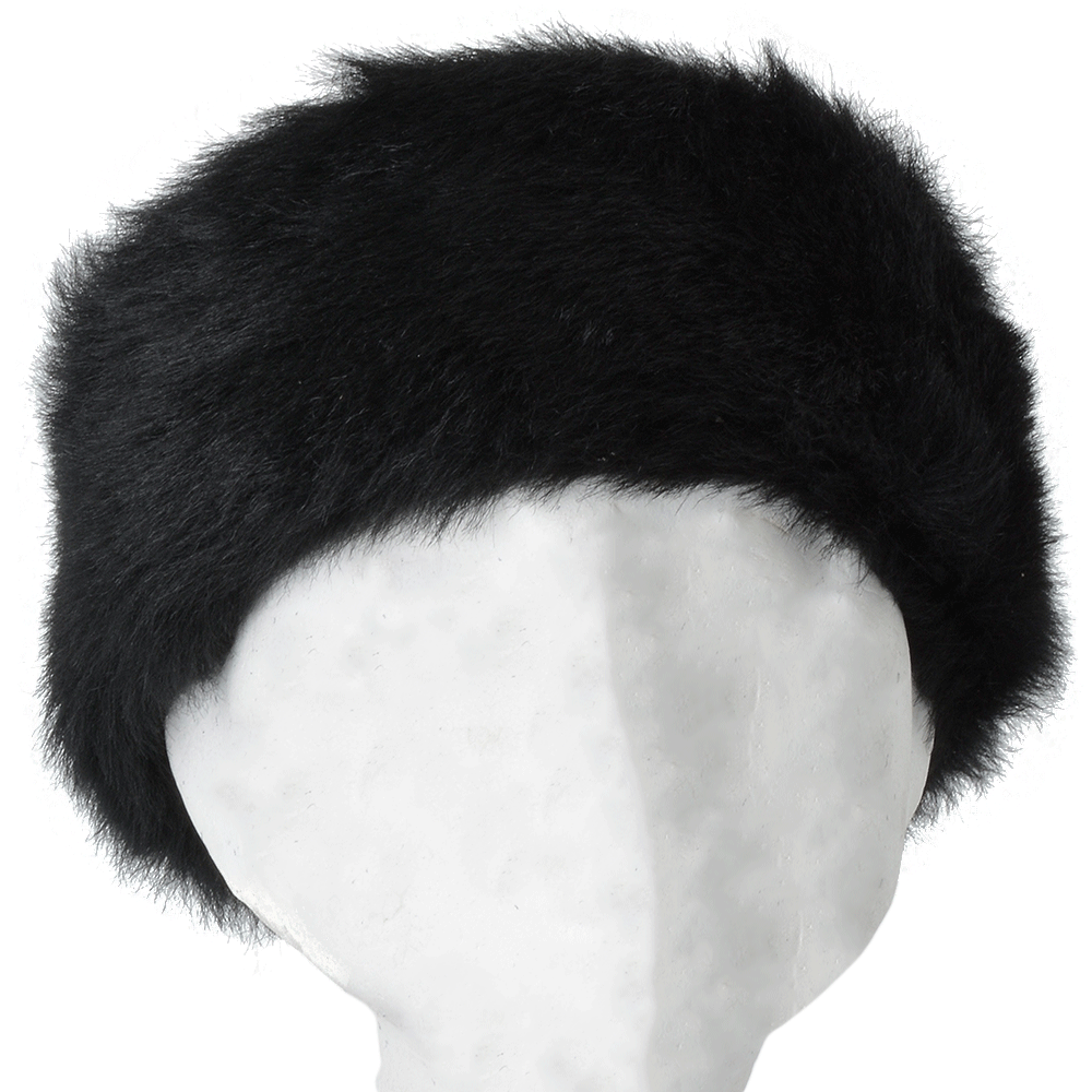 Sheepskin Leather Headband Black: KB-591