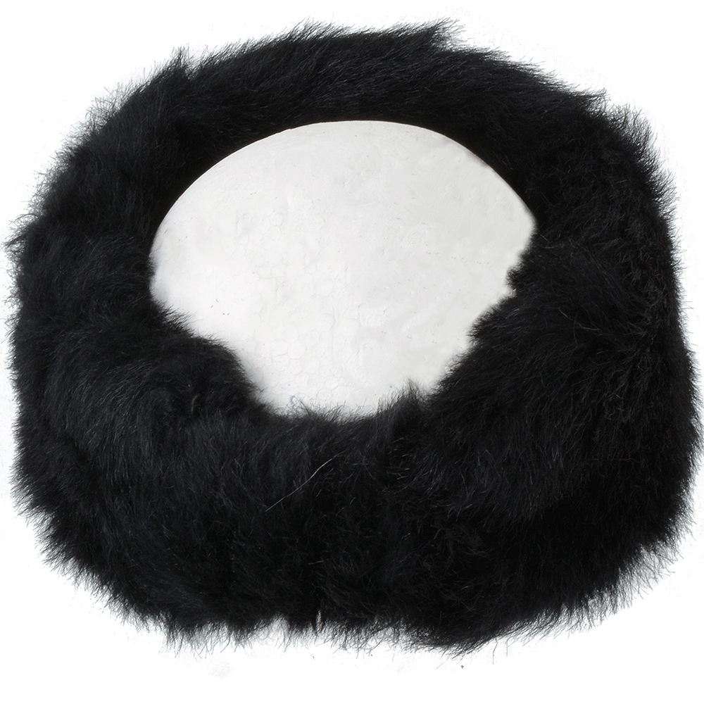 Sheepskin Leather Headband Black: KB-591