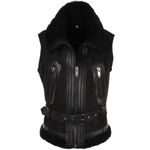 Shearling Leather and Suede Biker Gilet Black/suede: KB-451 GILLET