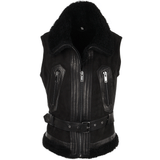 Shearling Leather and Suede Biker Gilet Black/suede: KB-451 GILLET